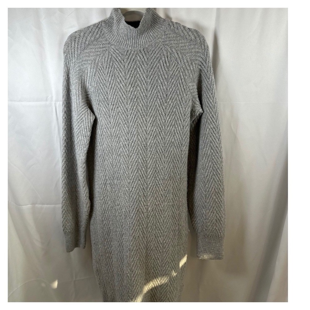 Gypsy Cloud Gray Chevron Knit Mock Neck Sweater Dress XL PF3S51483ME
